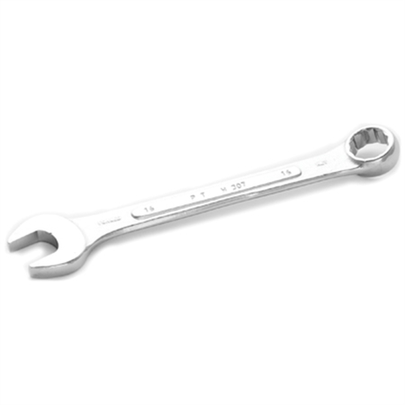 PERFORMANCE TOOL Chrome Combination Wrench, 16mm, with 12 Point Box End, Raised Panel, 8-1/8" Long W307C